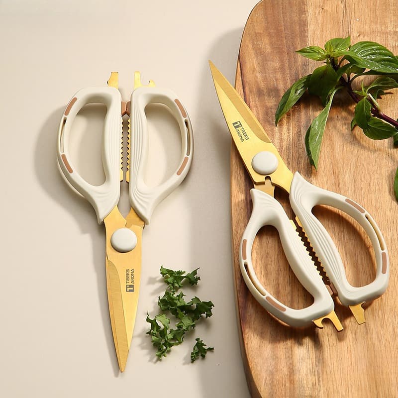 Terns Kitchen Scissors, Multi-purpose Stainless Steel Titanium Coated Sharp Fish Bone Chicken Bone Effortless Shears