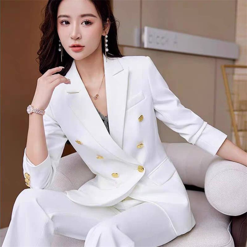 Fashionable White Blazer for Women 2026 Spring Long Sleeve Korean Style Elegant Commuter Suit Jacket