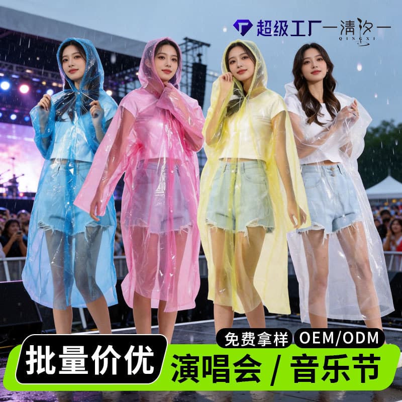 Disposable pe raincoat scenic spot group purchase portable transparent raincoat concert group custom raincoat manufacturer direct delivery