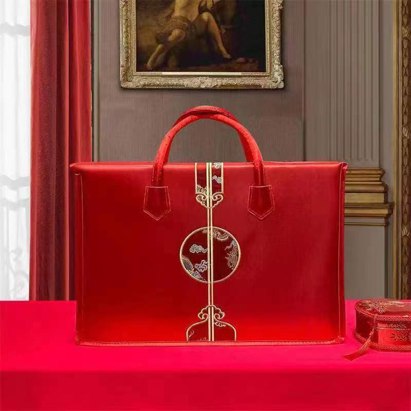 Embroidered Four-Piece Set Tote Bag, Wedding Packaging Bag, High-End Wedding Storage Bag