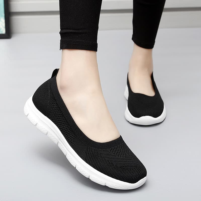 Summer New Style Knitted Mesh Women's Shoes, Lightweight and Breathable, Shallow Mouth, Comfortable for Seniors, Large Size, Mother's Shoes