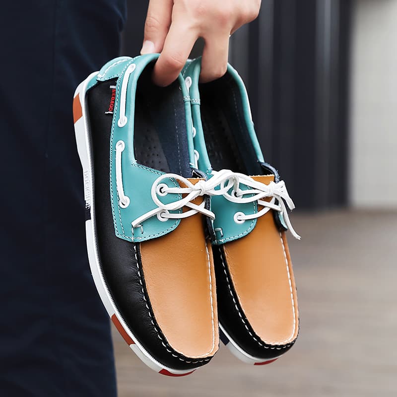 Spring and Autumn Breathable White Casual Shoes for Men, Trendy and Versatile Flat Leather Loafers, Men's Leisure Shoes