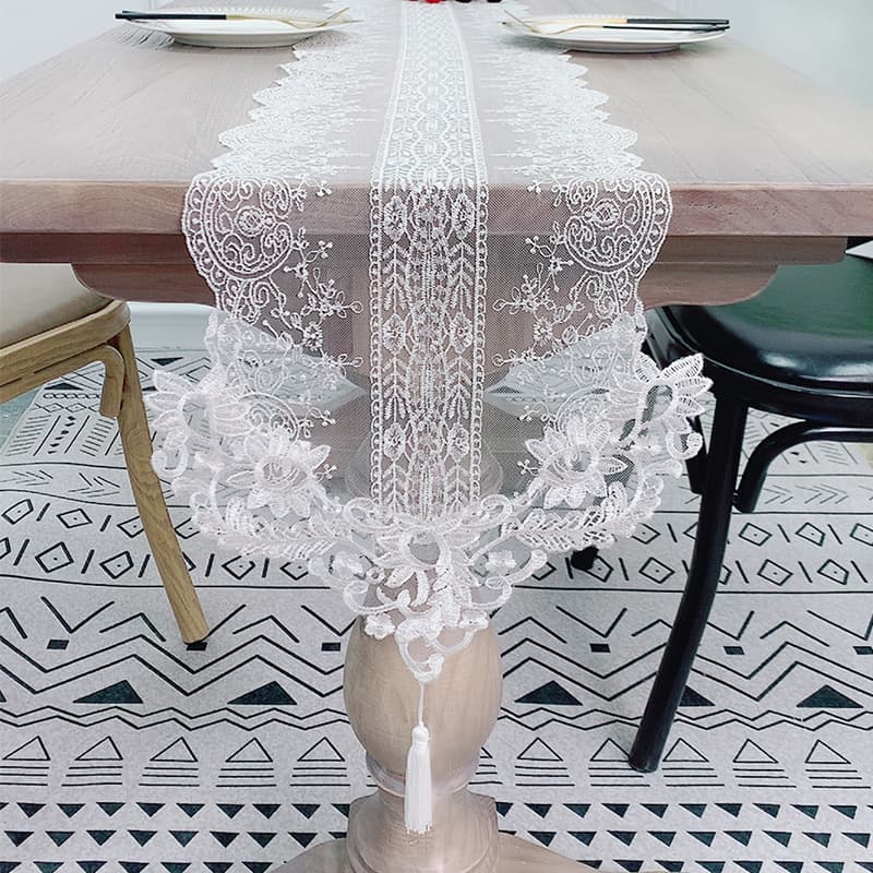 Nordic Style Lace Table Flag Princess Decorative Tassel Tablecloth Curtain Polyester Fiber Dining Table TV Cabinet Shoe Rack Cover