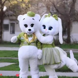 Overseas Hare Bear Cartoon Character Costume Teddy Internet Celebrity Bear Plush Suit Cosplay Head Prop Performance Prop Rabbit