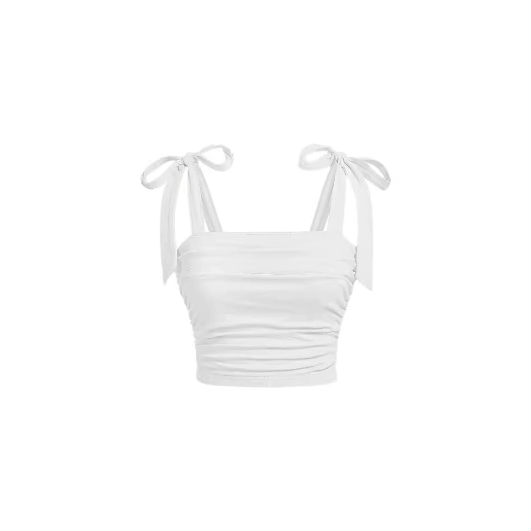 New European and American Cross-Border Trendy Bowknot Tie Strap Sleeveless Camisole Top Slim Sexy Sweet Women's Vest Top
