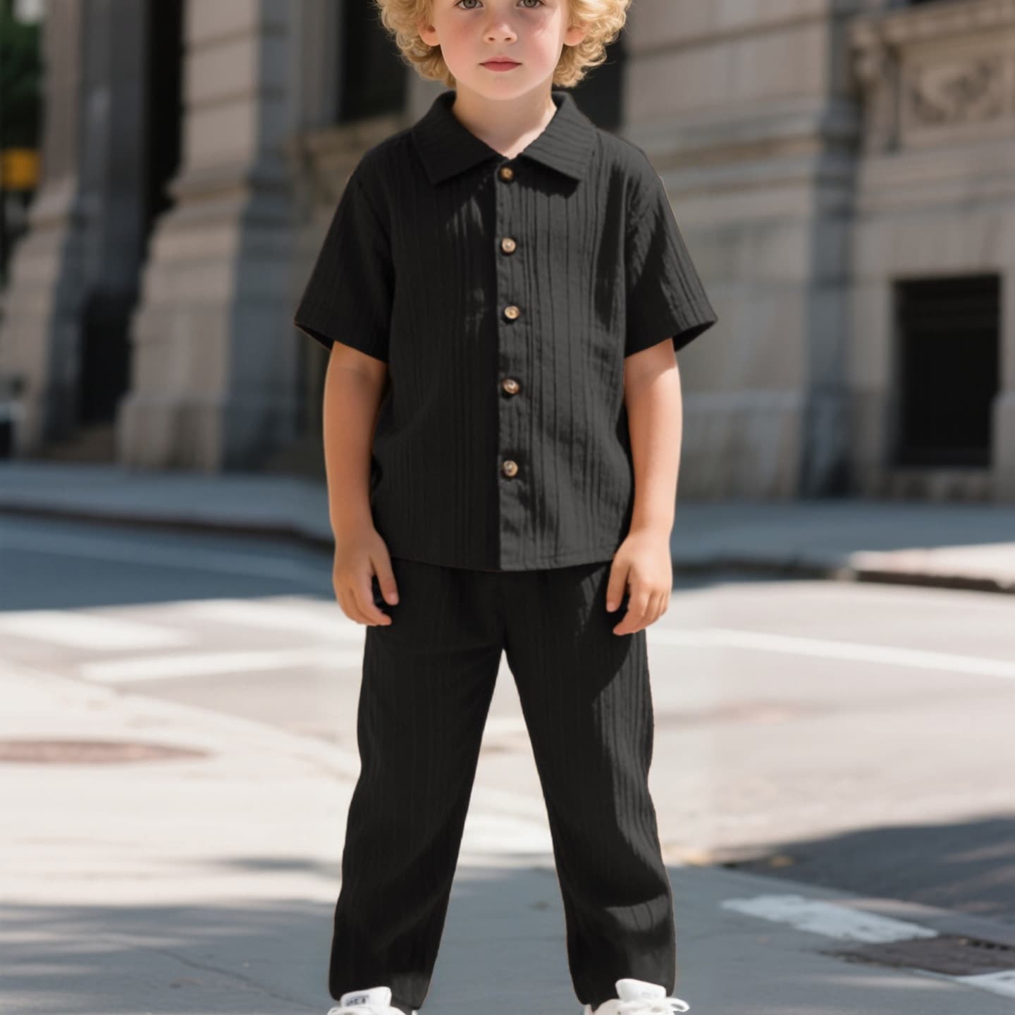 25 Cross-border Ins New Boys Handsome Gentleman Suit Summer School Style Children Thin Shirt Stylish Formal Wear