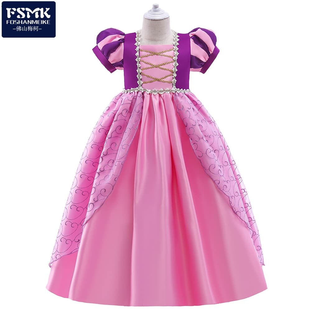 2026 New Girls Dress Sleeping Beauty Short Sleeve Tulle Tutu Cosplay Performance Costume Aurora Princess Dress