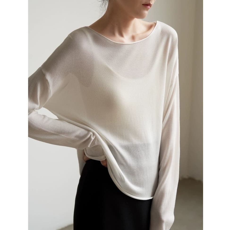 SS STUDIO comfortable and skin-friendly acetate Tencel light wool sweater women's long-sleeved loose blouse sun protection top
