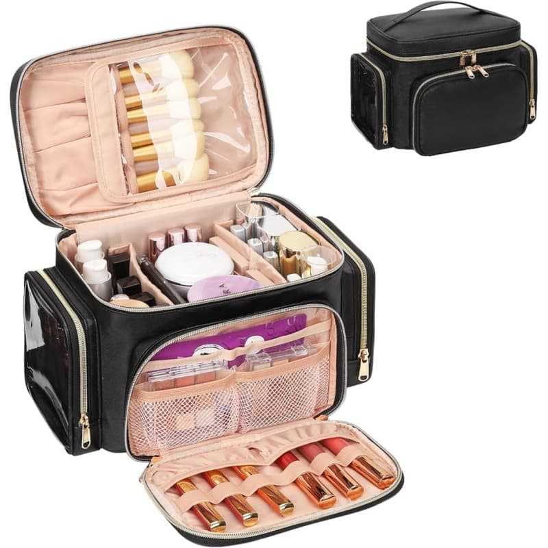 Cross-border Portable Cosmetic Organizer Bag Multifunctional Makeup Bag Large Capacity Partitioned Travel Makeup Bag