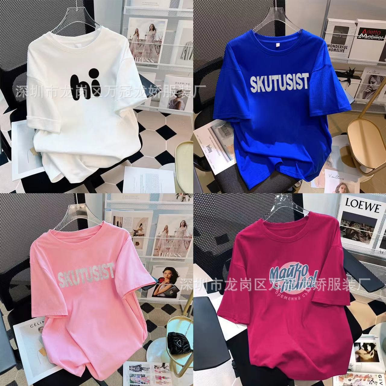 2026 Summer Street Vendor Women's Short Sleeve T-Shirt Korean Loose Pure Cotton Top Undershirt 1688 Wholesale