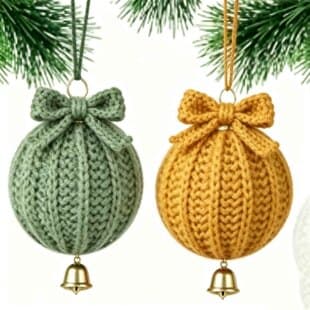 Hand-Knitted Christmas Ball Ornament Yarn Bell Decoration Festive Tree Hanging Creative Home Decoration
