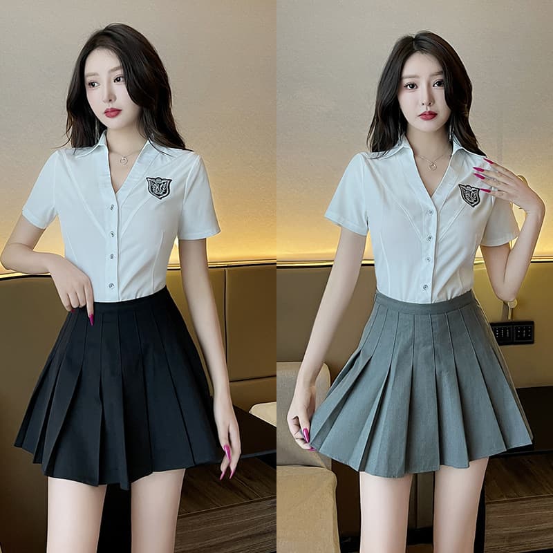 JK Student Uniform Foot Bath Technician Workwear Sexy Set Petite Pleated Skirt Hotel Sauna Foot Massage Work Clothes