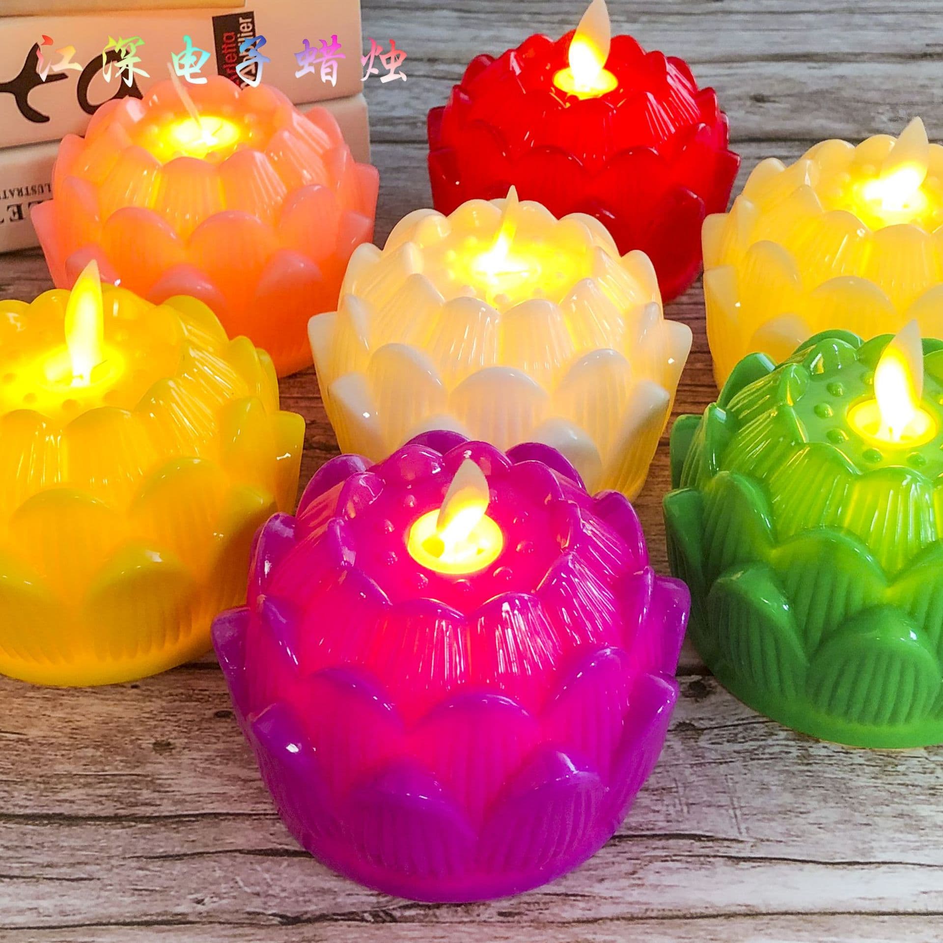 New Year Swinging Lotus Candle Lamp Temple Household Red Buddha Lamp Simulation Changming Lamp Candlestick Ornaments Wholesale