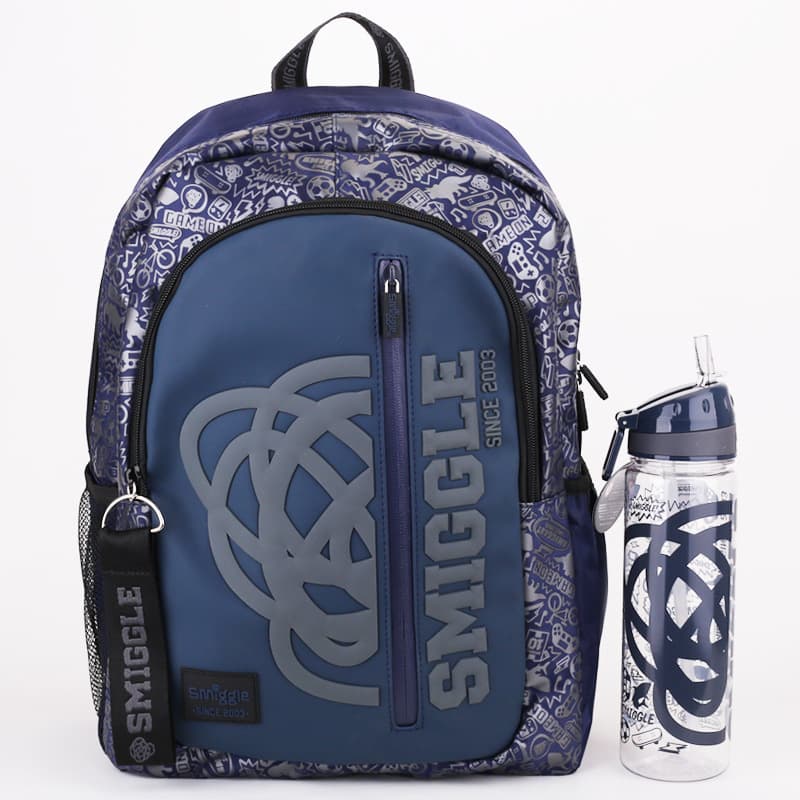 Australian Smiggle Large Backpack for Children, High Capacity Student Backpack, Outdoor Casual Bag with Print Pattern