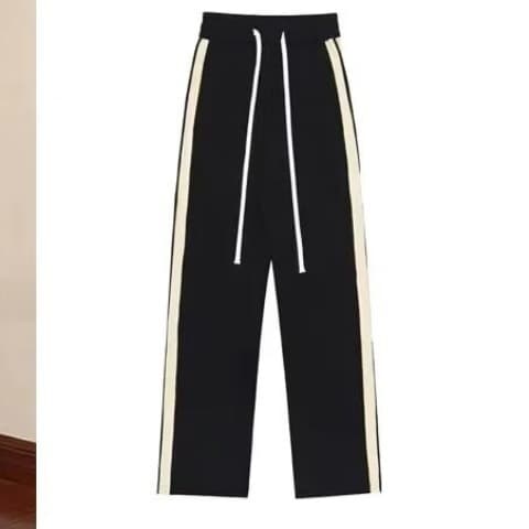 Men's Double Stripe Sweatpants, American High Street Ins Style, Straight Loose Wide Leg, Draping Floor-Length Casual Pants
