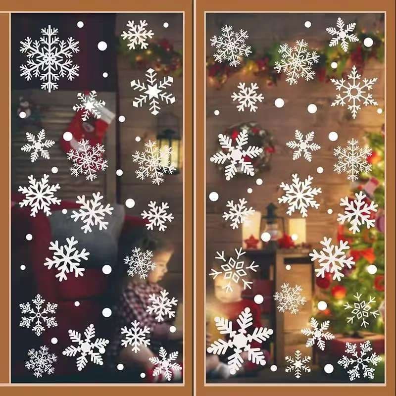 Cross-border Hot Selling Christmas Window Snowflake Static Sticker Decoration Winter Party Supplies Party Decor Window Glass