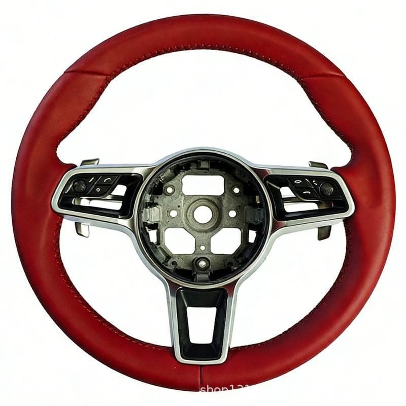Factory direct sale for Porsche Cayenne red leather steering wheel assembly with multi-function button paddles