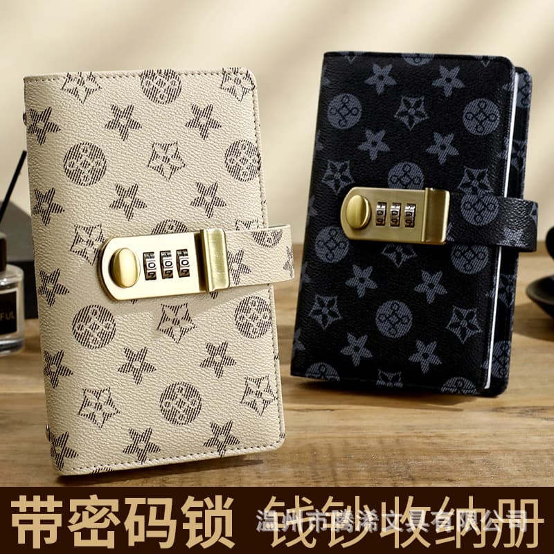 2024 New Password Lock Cash Saving Book Can Only Store Cash Storage Bag Large Capacity Protective Cover Financial Management Book