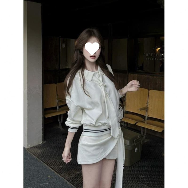 Korean-style New Trendy Irregular Design Top and Skirt Two-Piece Set Autumn Fashion Versatile Women's Suit