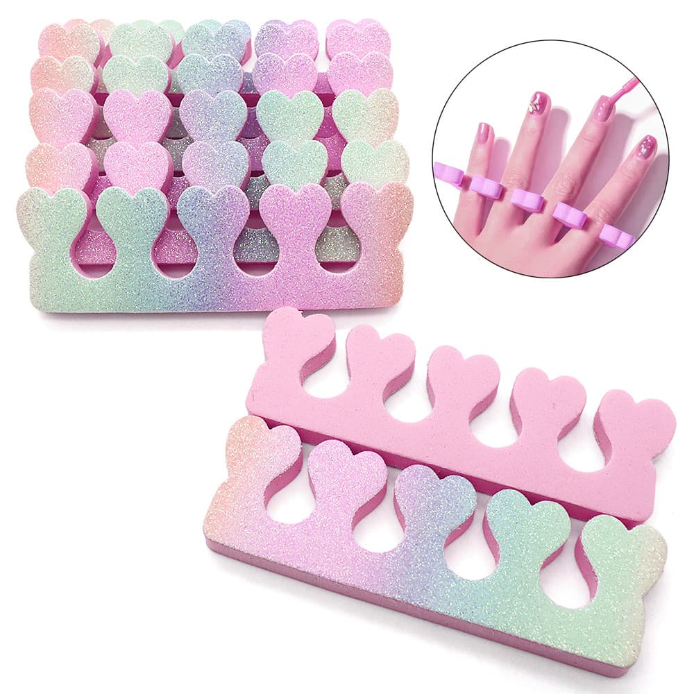 Rainbow glitter EVA toe separator pink peach heart finger separator finger toe separator manicure disposable tool