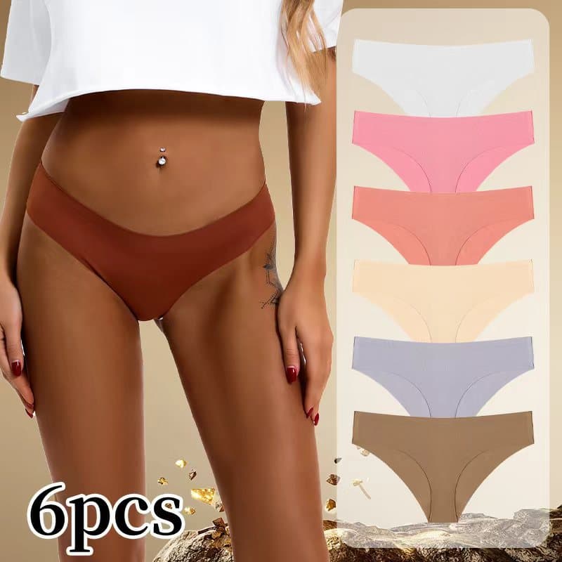 European and American Seamless Ice Silk Women's Low-Rise Cotton Crotch Triangle Panties Breathable Sports Quick-Dry Folded Edge Panties Wholesale