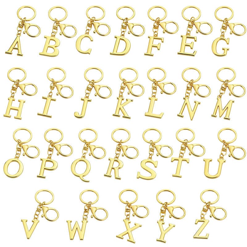Creative 26 English Letter Keychain Alphabet Bag Charm Freely Matchable Name Letter Keychain