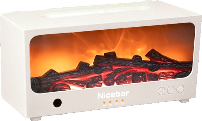Simulated Flame Timer Shutdown, Waterless Power-Off Protection, Quiet Deep Humidification, Infrared Remote Control Essential Oil Aroma Humidifier