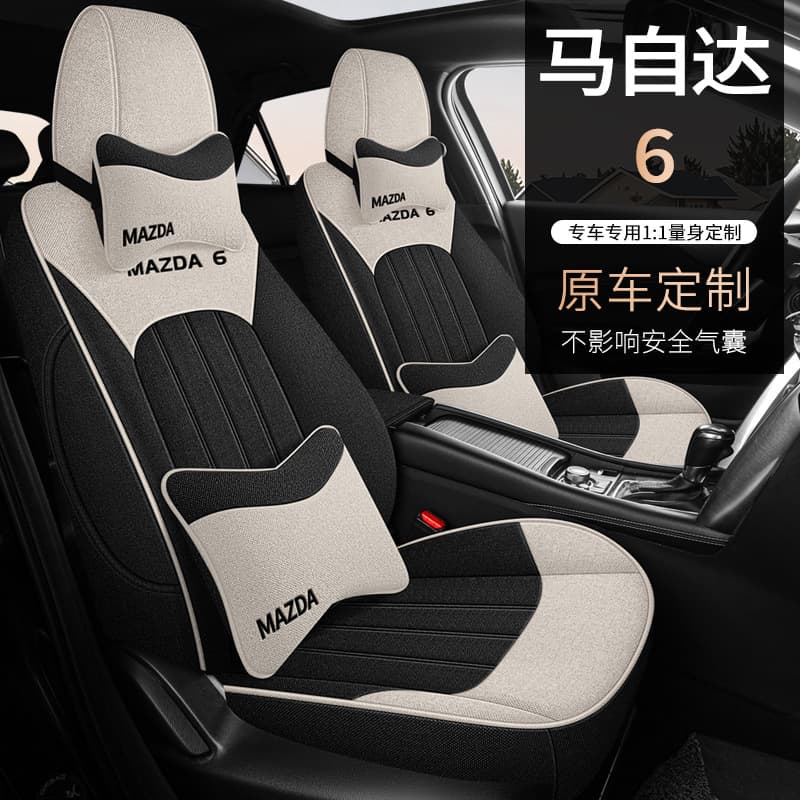 07-2015 Mazda 3 Car Seat Cover Full Set Custom Linen Seat Cover Breathable Cotton Linen Seat Cushion Car Modification