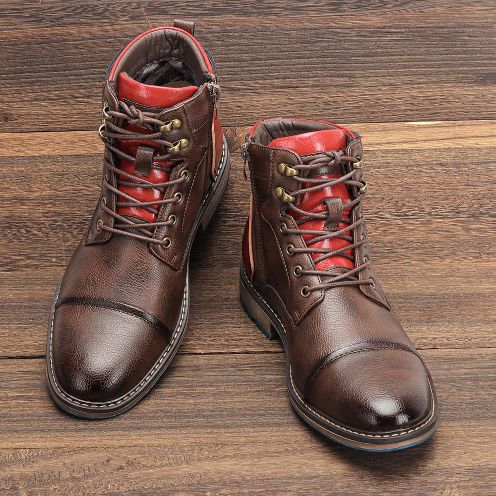 Cross-border plus-size men's leather boots, fashionable American-style work boots, high-top Martin boots for export.
