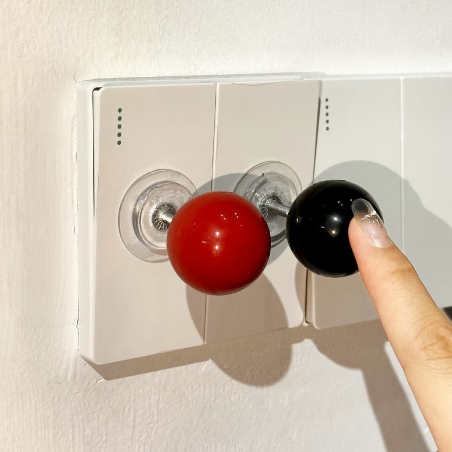 Creative Joystick Ball Switch Sticker Modern Minimalist Little Red Book Same Style Red Ball Switch Decorative Small Ornament Wall Sticker Panel