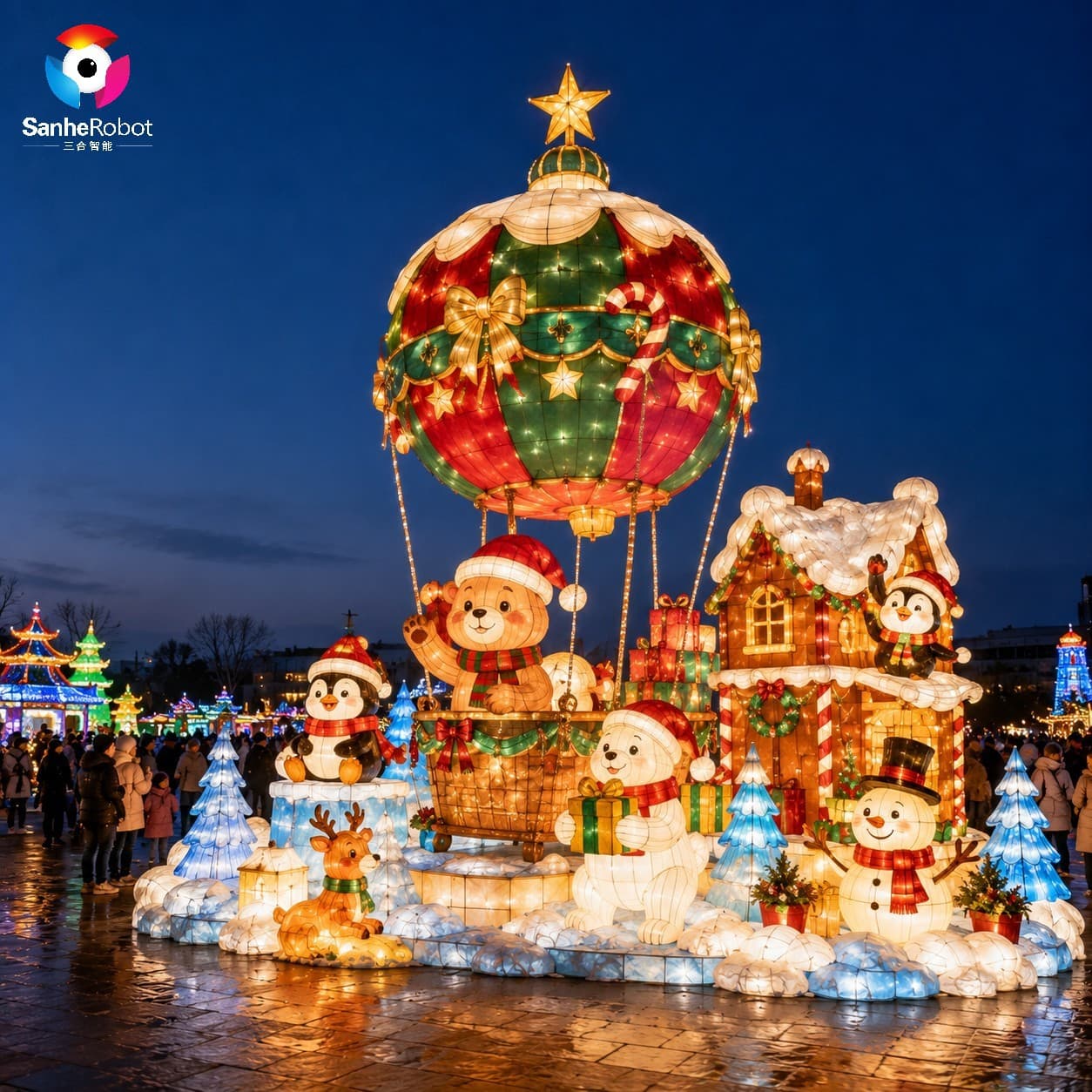Glowing Christmas Decorative Lights Custom Outdoor Holiday Scene Setup Christmas Tree Snowman Snow Globe Ornaments
