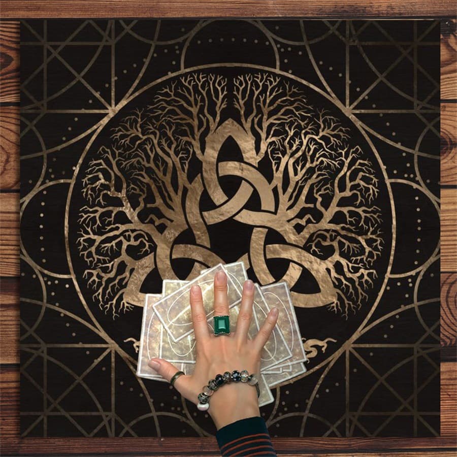 Tarot Tablecloth Tree of Life Three-Phase Moon Goddess Tarot Tablecloth Sun Moon Tablecloth Custom Ins Style