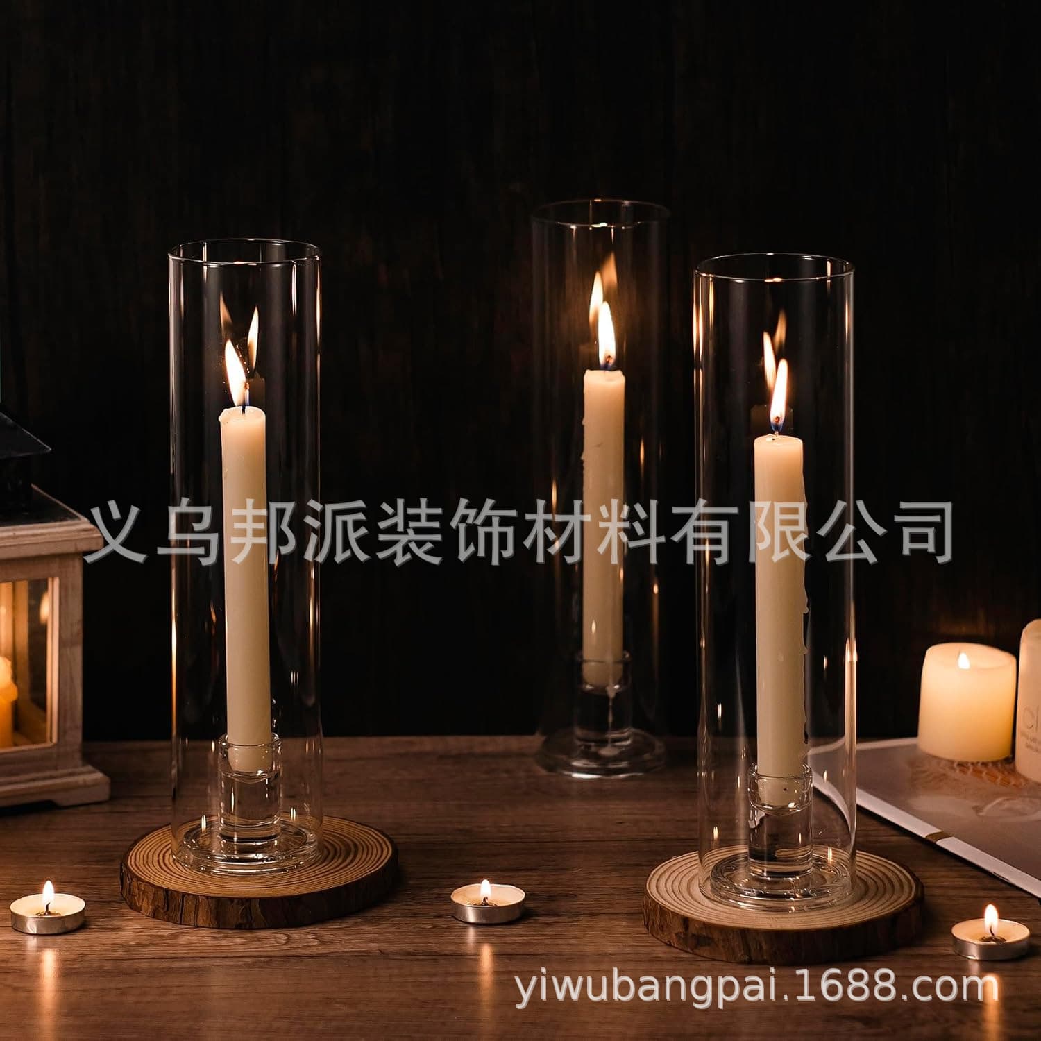 Glass Lamp Shade European Candle Holder Cup Outdoor Windproof Wedding Hotel Atmosphere Decoration Homestay Buddha Offering Two-End Open Xuansu