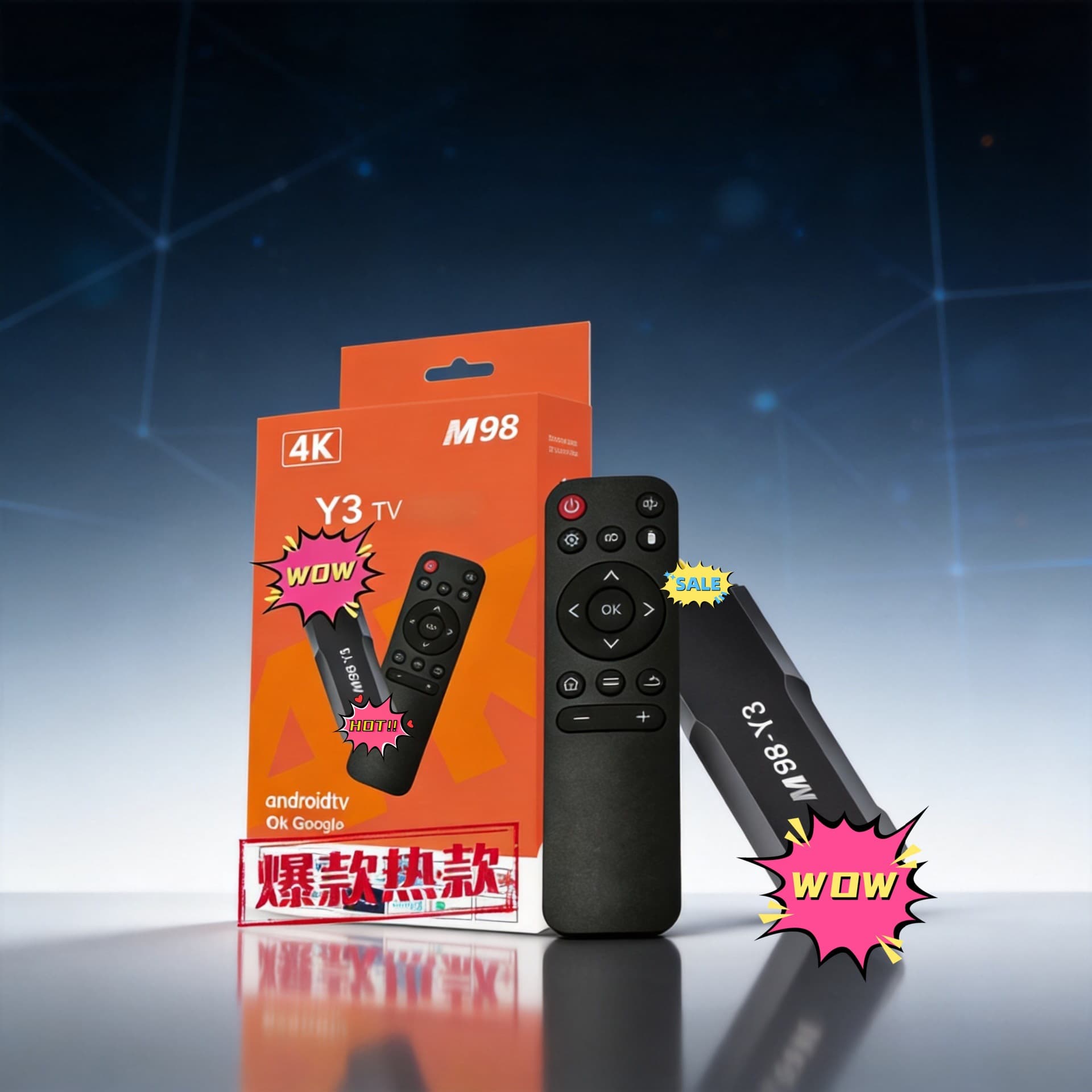 Factory Direct Supply Cross-border Trade Model M98-Y3 TVR3 Set-top Box Android Network TV Video Amlogic