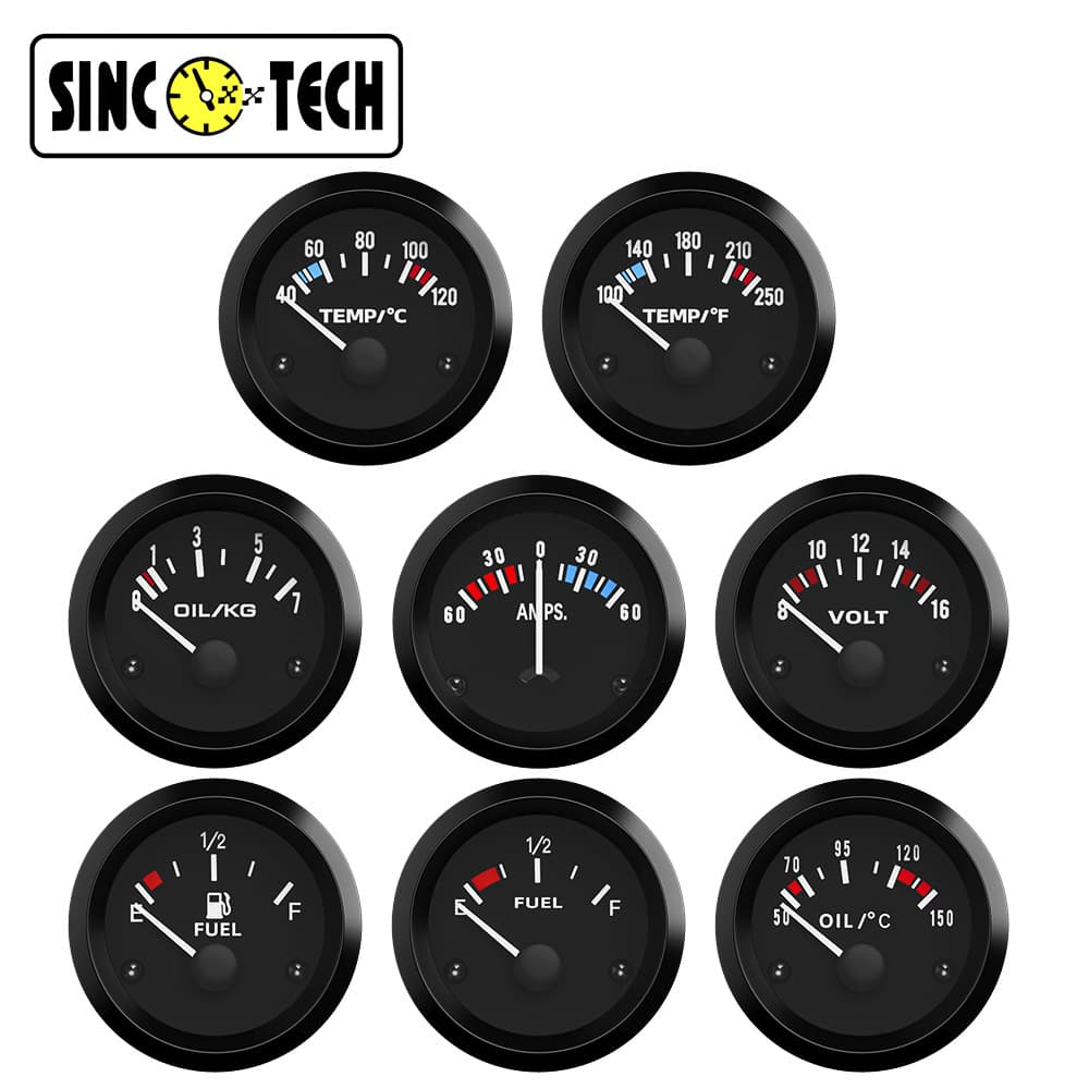 52mm Automotive Modification Gauge for Voltage, Water Temperature, Oil Temperature, Oil Pressure, Oil Level, Current, Instrument Oil, Float, Pointer, 12V
