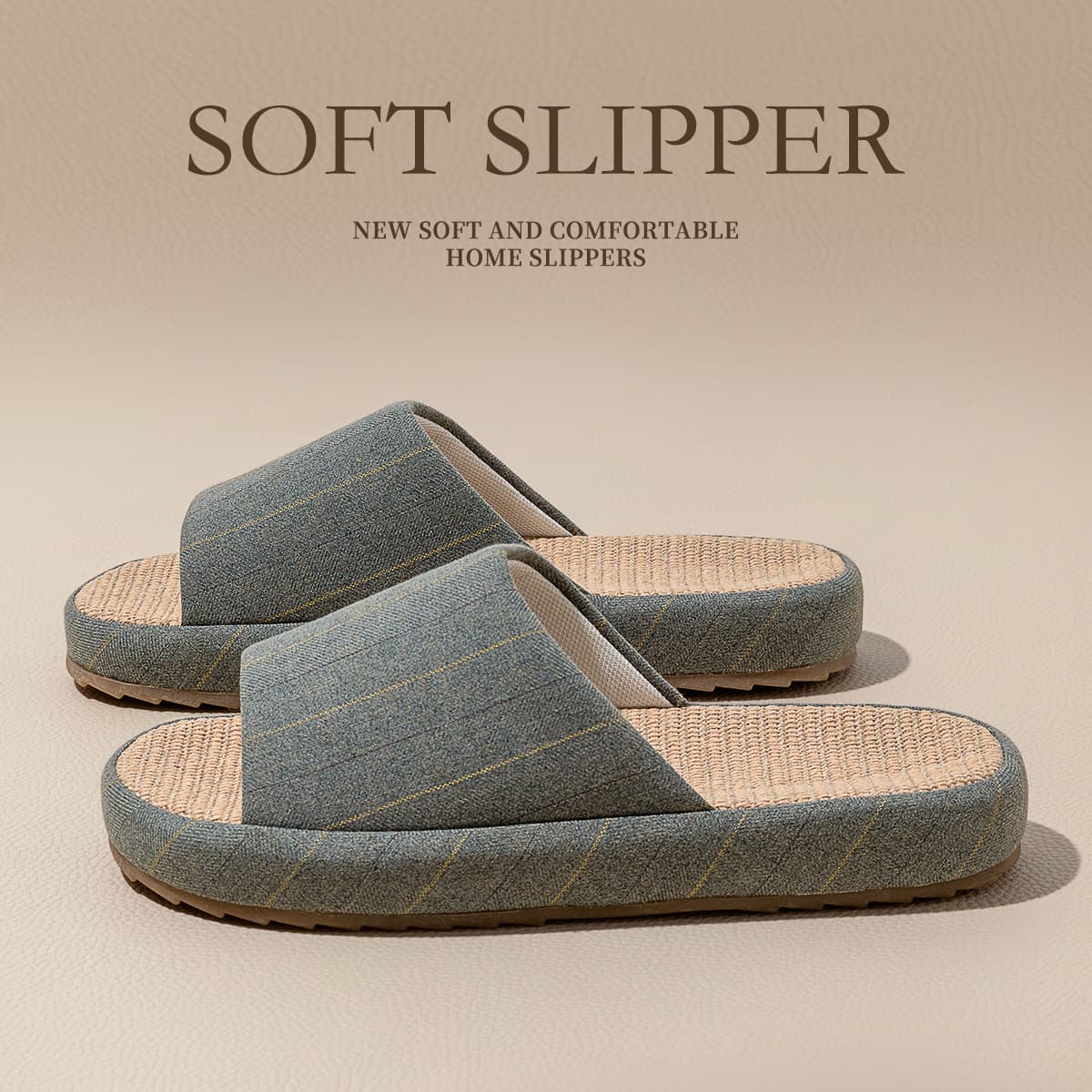 Lidani linen slippers for men, new style for 2025, suitable for all seasons, quiet, breathable, sweat-absorbent, non-slip, and couple slippers for women.