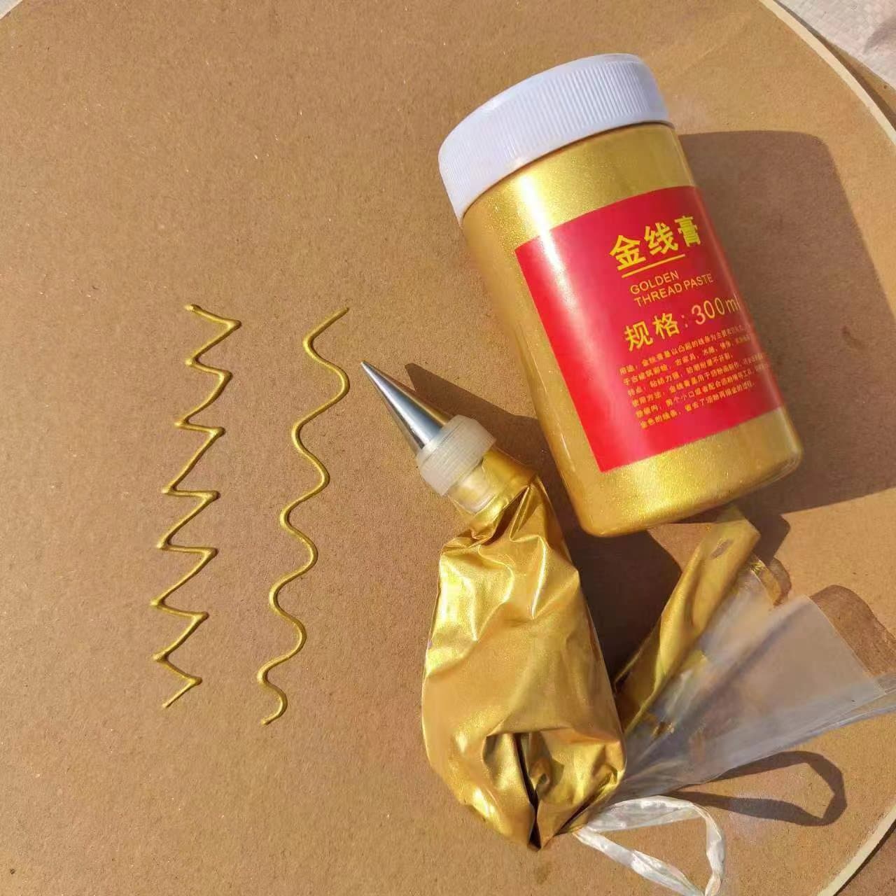 Gold line paste, relief paste, gold ready-to-use line paste, line squeezing tool, piping tip, piping bag, relief painting material