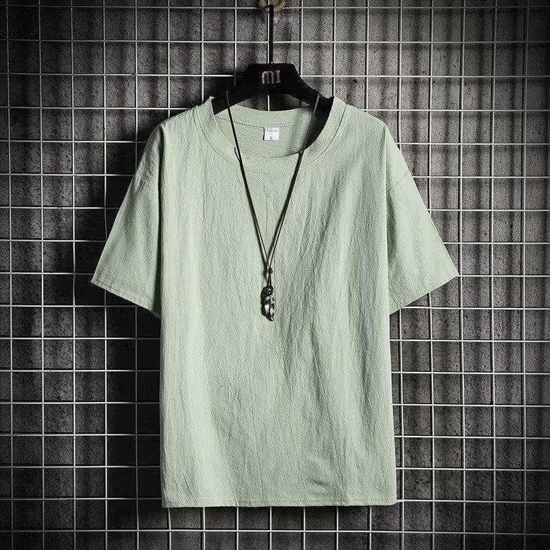 Summer T-Shirt Trendy Men's Top Short Sleeve T-Shirt Round Neck Ice Silk 2025 Summer T-Shirt