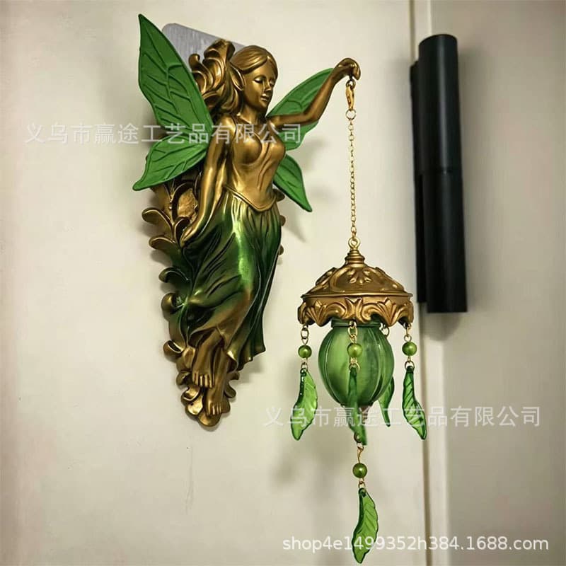 Cross-border Hot Selling Mermaid Wall Lamp Resin Crafts Creative Decorative Light Ornament High-end Vintage European Style
