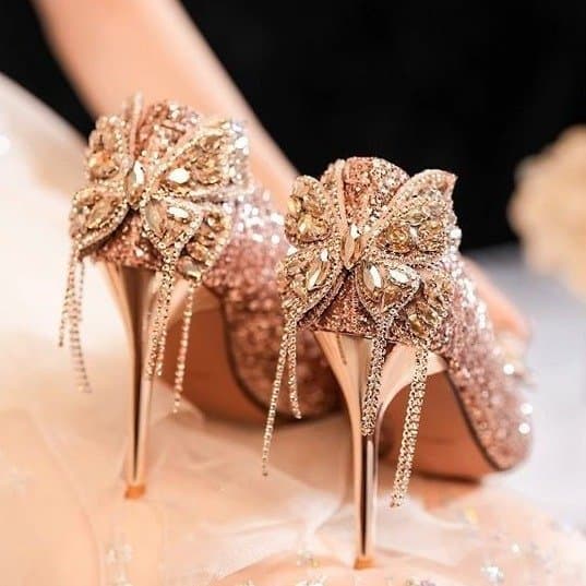 2025 New Arrival Bow Rhinestone Tassel Sequin Wedding Shoes Banquet Shoes High Heels Elegant Women's Heels