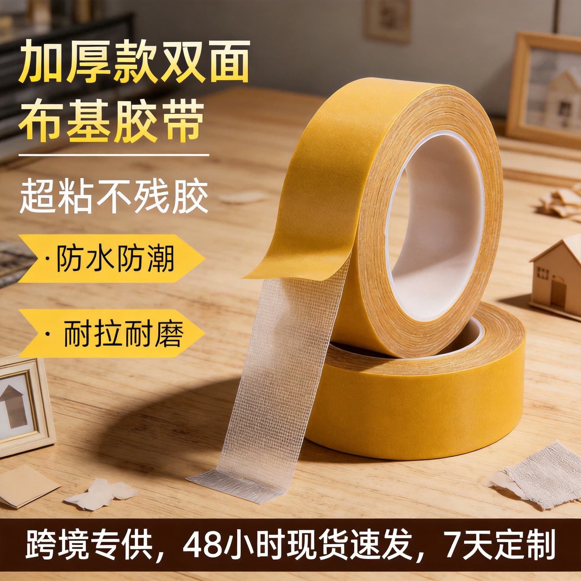 Mesh double-sided tape high-viscosity strong fiber reinforced hand-tearable seamless wall advertising hand-fixed double-sided tape wholesale