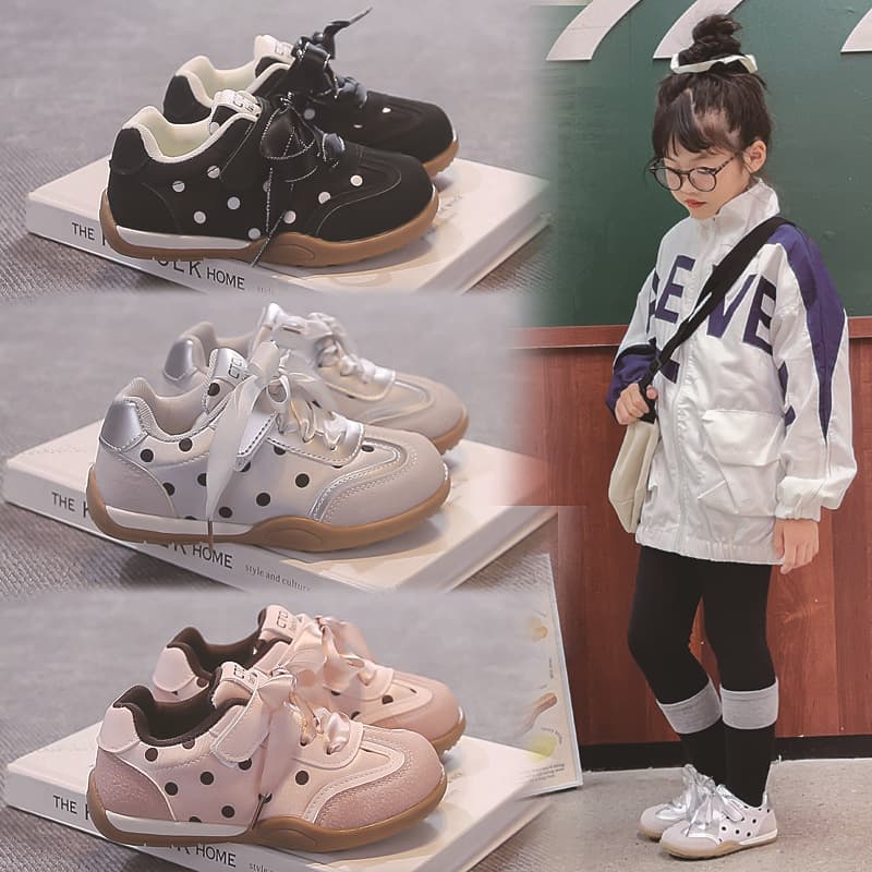 Polka Dot Training Shoes Women 2026 Spring Autumn New European American Casual Flat White Shoes Women In Stock Large Size Training Shoes