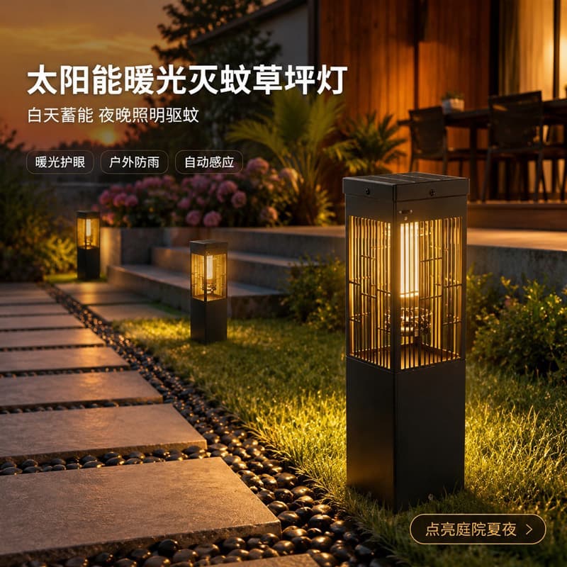 2026 Solar Lawn Light Outdoor Waterproof Glass Garden Light Villa Courtyard Landscape Light