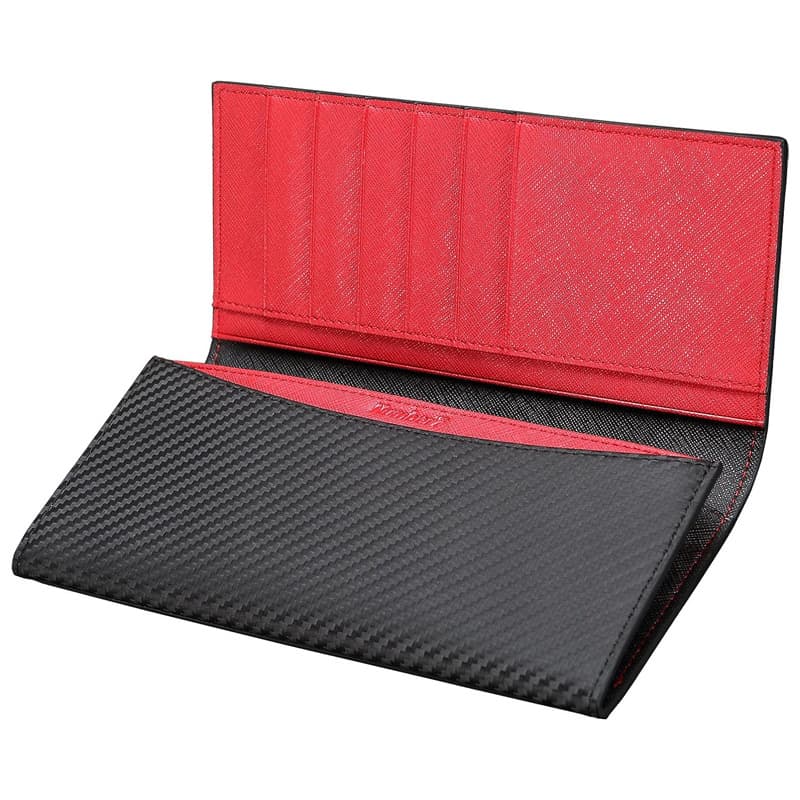 Japan Amazon Genuine Leather Creative Carbon Fiber Men's Long Wallet Cowhide Ultra Thin Two Fold Business Suit Wallet