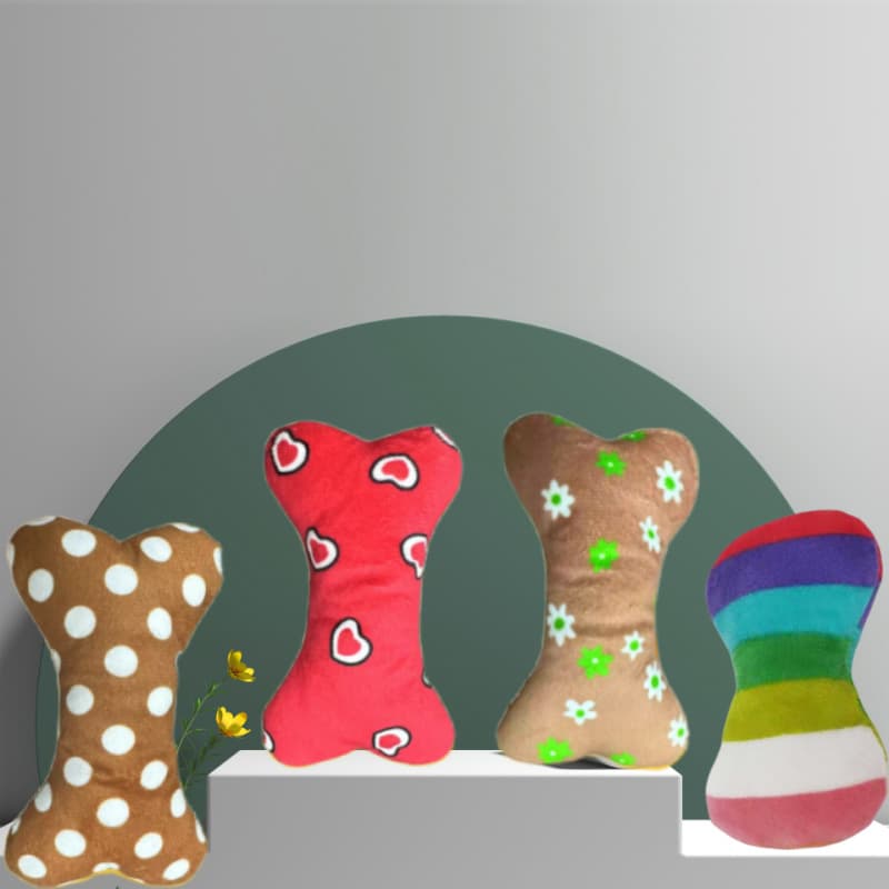 Factory Direct Dog Plush Toy Bone Series Sound Toy Bite-Resistant Teething Cat Toy Stock Wholesale