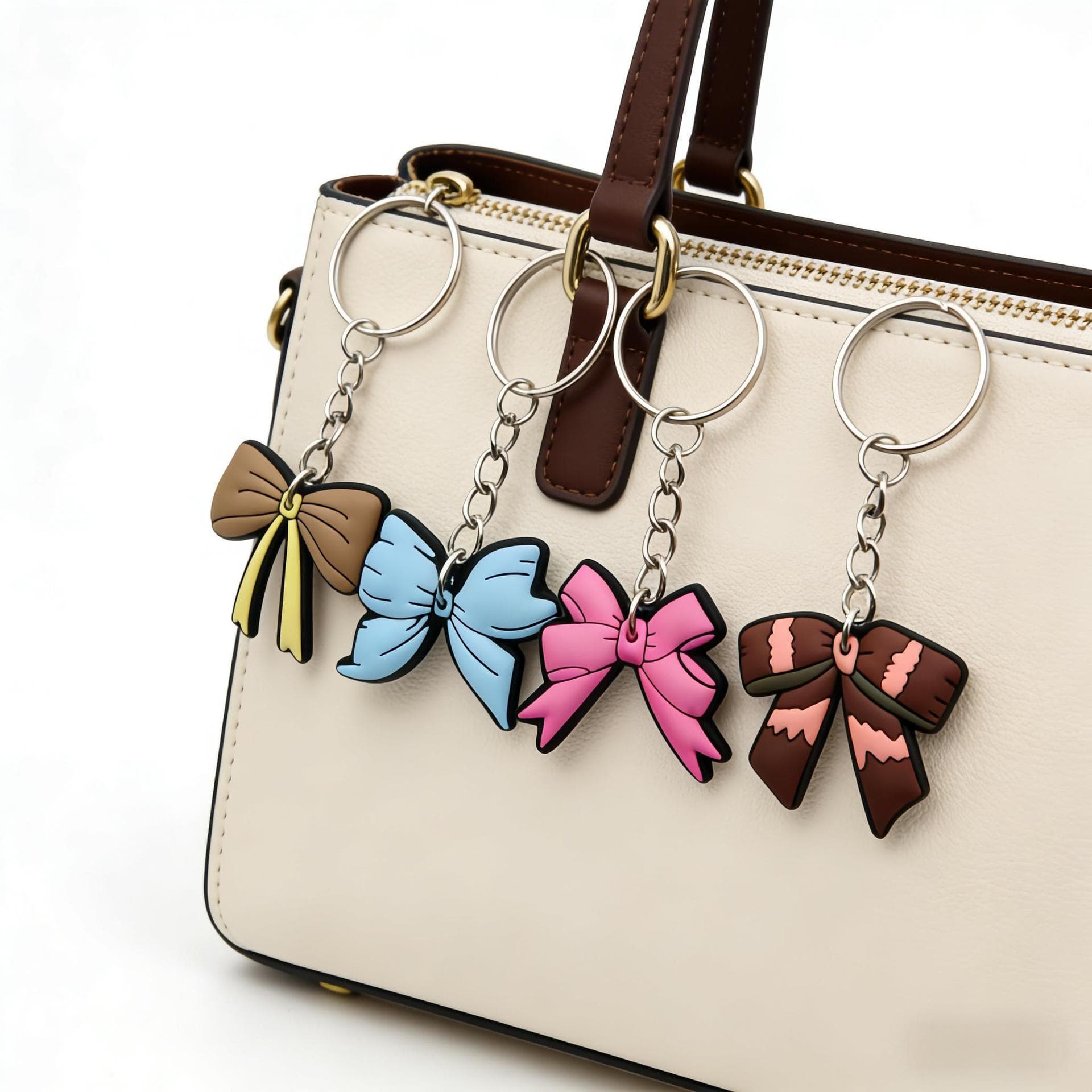 Girl Bow Keychain PVC Soft Rubber Backpack Charm Gift Wholesale Amazon Bestseller Back-to-School Small Gift