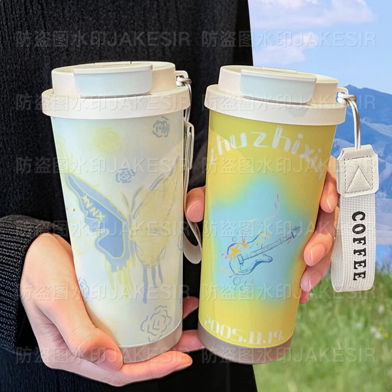 Yan Zhu Zhixin Celebrity Cute Thermos Cup 316 Stainless Steel Large Capacity Straw Water Bottle Car Coffee Cup for Men and Women