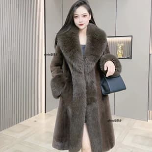 Fur Coat for Women Long Style 2026 New Fashionable Warm Thickened Faux European Mink Fur Coat with Stand-up Collar