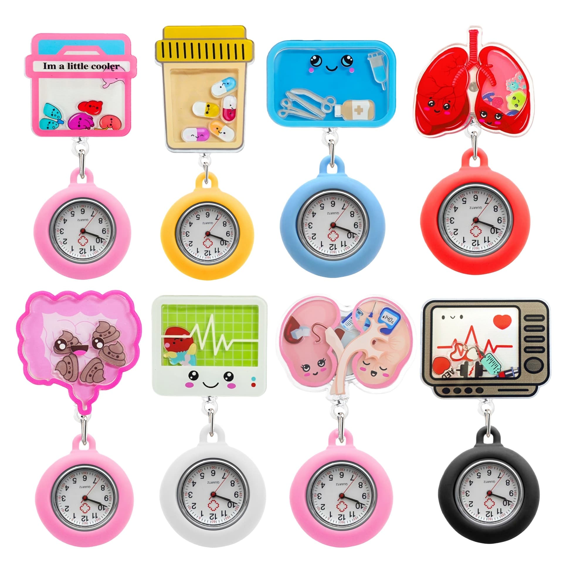 Amazon Cartoon Shake Watch Temu Silicone Shake Watch Doctor Nurse Chest Watch Retractable Badge Quartz Watch