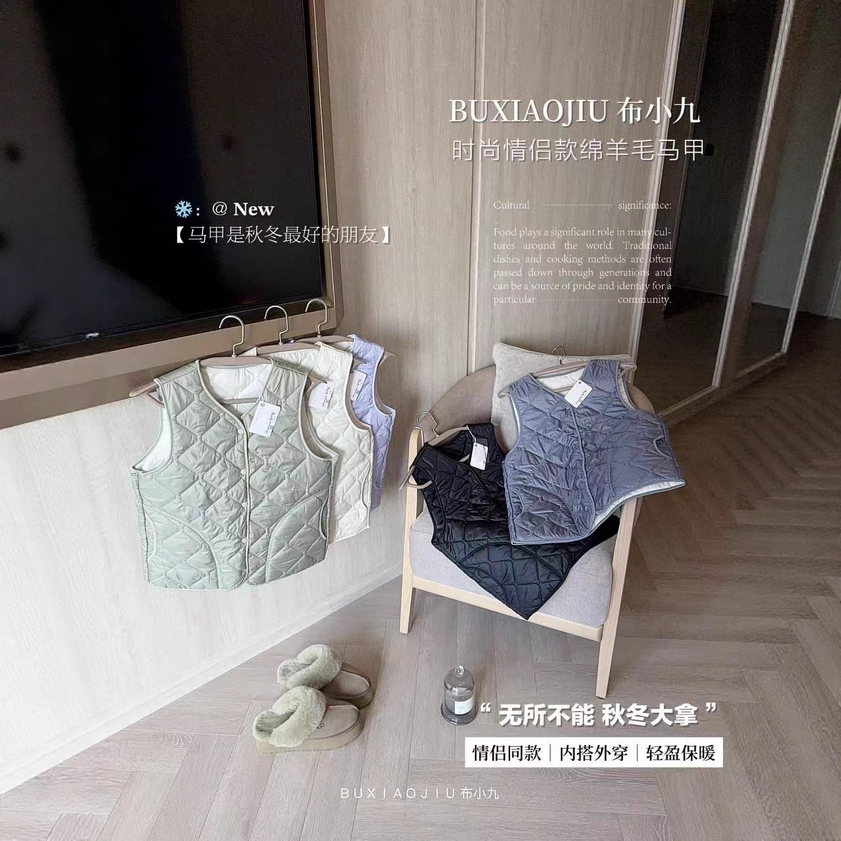 BUXIAOJIU Bu Xiao Jiu Fashion Couple Style Merino Wool Vest Autumn/Winter New Windproof Warm Fashion Vest